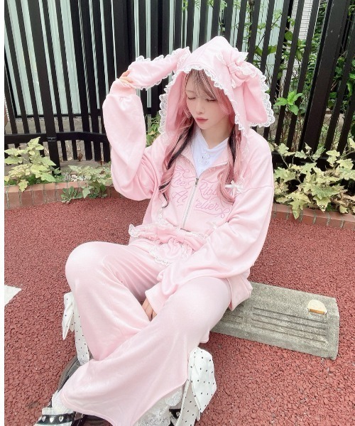 Ank Rouge（アンクルージュ）の「ハートウサギのBIGパーカー（Tシャツ/カットソー・レディース・ピンク/グレー・M）」の15枚目の写真
