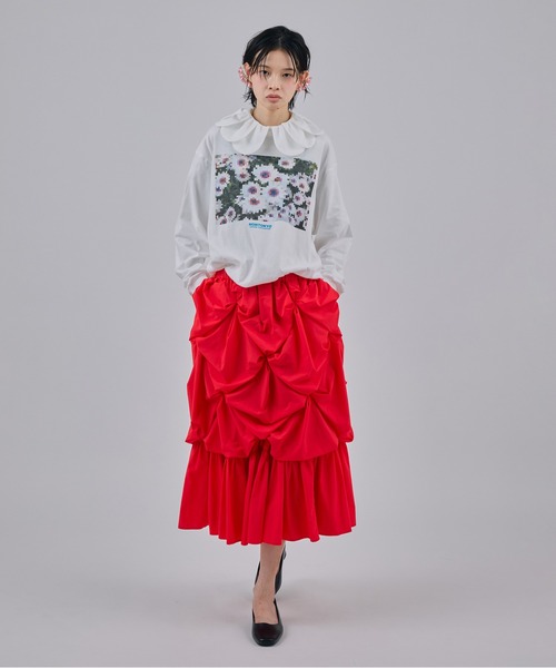 NON TOKYO(ノントーキョー)の「FLOWER SMOCKING SKIRT(スカート・レディース・レッド/ライトイエロー/ブラック・FREE)」の5枚目の写真