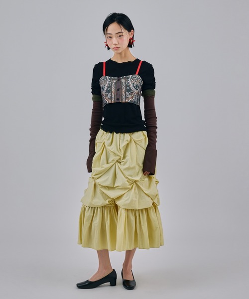 NON TOKYO(ノントーキョー)の「FLOWER SMOCKING SKIRT(スカート・レディース・レッド/ライトイエロー/ブラック・FREE)」の14枚目の写真
