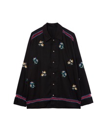 【MEN , WOMEN】LEIN フラワー刺繍カギ針クロシェジョイントシャツ