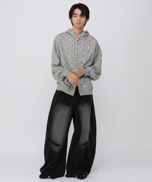 ALAND（エーランド）の「【UNISEX】ALAND／アソート柄裏毛パーカー（パーカー・レディース・ブラック/ライトグレー/グレー・SMALL/LARGE）」の4枚目の写真