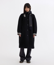 FLORAL BALMACAAN LONG COAT, BLACK