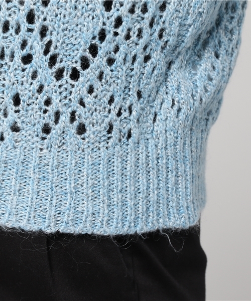 SLY(スライ)の「バル-ンSLEEVE カギ編み HG TOPS(ニット/セーター・レディース・ライトブルー/オフホワイト/ベージュ・FREE)」の9枚目の写真