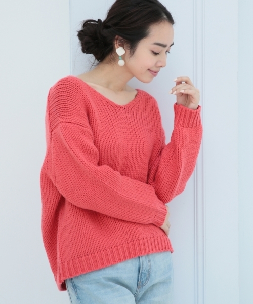 A part by（アパートバイ）の「1.5GCoNyWザックリPO　746619 （ニット/セーター・レディース・オフホワイト/レッド/ブルー/ブラック・FREE）」の4枚目の写真