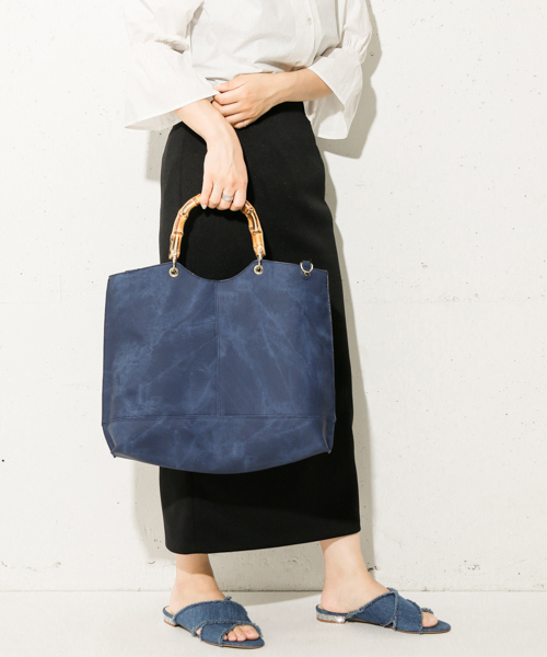 UR SELECT(ユーアールセレクト)の「バンブートートBAG(トートバッグ・レディース・ホワイト/ピンク/グレー/ベージュ/ブラック/ライトブルー/チャコールグレー/ネイビー/イエロー/グリーン/レッド・FREE)」の8枚目の写真