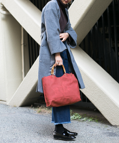 UR SELECT(ユーアールセレクト)の「バンブートートBAG(トートバッグ・レディース・ホワイト/ピンク/グレー/ベージュ/ブラック/ライトブルー/チャコールグレー/ネイビー/イエロー/グリーン/レッド・FREE)」の11枚目の写真