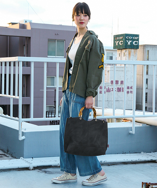 UR SELECT(ユーアールセレクト)の「バンブートートBAG(トートバッグ・レディース・ホワイト/ピンク/グレー/ベージュ/ブラック/ライトブルー/チャコールグレー/ネイビー/イエロー/グリーン/レッド・FREE)」の13枚目の写真