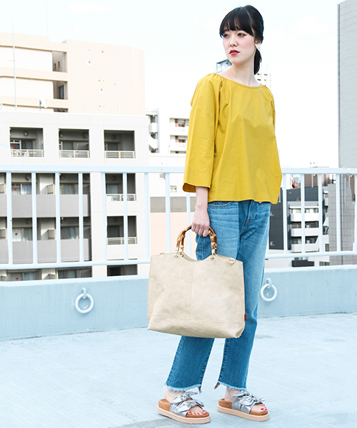 UR SELECT(ユーアールセレクト)の「バンブートートBAG(トートバッグ・レディース・ホワイト/ピンク/グレー/ベージュ/ブラック/ライトブルー/チャコールグレー/ネイビー/イエロー/グリーン/レッド・FREE)」の17枚目の写真