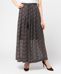 mysty woman | シフォン小花柄タッセル紐ワイドパンツ(その他パンツ)