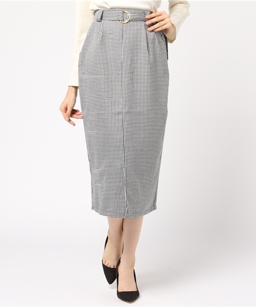 KOBE LETTUCE（コウベレタス）の「ベルト付きフロントスリットストレートミディ丈スカート/レディース/ボトムス/ひざ丈[M1951]/神戸レタス（スカート・レディース・ブラック/ホワイト系その他/ボルドー/ベージュ系その他/ベージュ/カーキ/テラコッタ/マスタード/モスグリーン/ピンクベージュ/オフホワイト/ミント/パープル/ブラウン/ブラック系その他・FREE）」の3枚目の写真