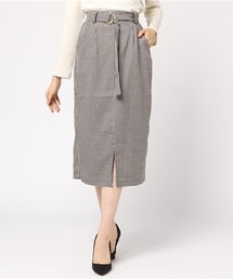 KOBE LETTUCE | ハイウエストでスタイルアップ効果もプラス☆ベルト付き！フロントスリットベルト付きストレートスカート/レディース[M1951]/神戸レタス(スカート)