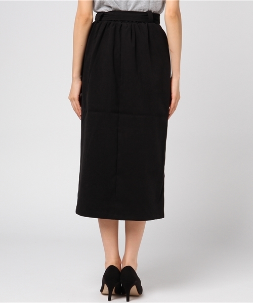 KOBE LETTUCE（コウベレタス）の「ベルト付きフロントスリットストレートミディ丈スカート/レディース/ボトムス/ひざ丈[M1951]/神戸レタス（スカート・レディース・ブラック/ホワイト系その他/ボルドー/ベージュ系その他/ベージュ/カーキ/テラコッタ/マスタード/モスグリーン/ピンクベージュ/オフホワイト/ミント/パープル/ブラウン/ブラック系その他・FREE）」の18枚目の写真