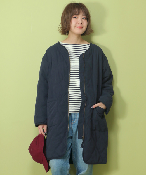 notch.(ノッチ)の「ノーカラーキルティングコート (その他アウター・レディース・カーキオリーブ/キャメル/ネイビー・L/M)」の3枚目の写真