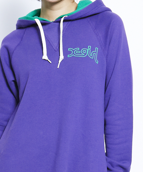 X-girl（エックスガール）の「SWEAT DOUBLE HOODIE DRESS（ワンピース・レディース・ブラック/アッシュグレー/グリーン/ネイビー/パープル/ピンク/レッド・1/2）」の20枚目の写真