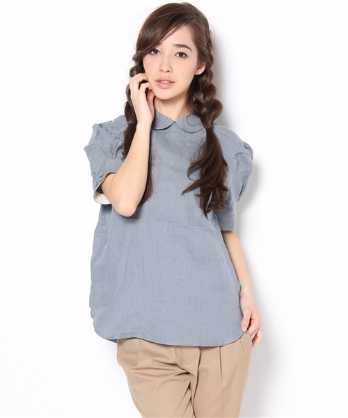 BEAMS BOY(ビームスボーイ)の「BEAMS BOY / リネンバックボタン チビラウンド ブラウス(シャツ/ブラウス・レディース・ホワイト/レッド/グリーン/ブルー/ネイビー・ONE SIZE)」の5枚目の写真