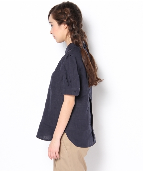 BEAMS BOY(ビームスボーイ)の「BEAMS BOY / リネンバックボタン チビラウンド ブラウス(シャツ/ブラウス・レディース・ホワイト/レッド/グリーン/ブルー/ネイビー・ONE SIZE)」の7枚目の写真