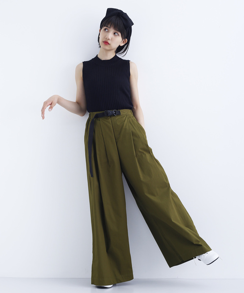 MERLOT(メルロー)の「ナイロンベルト付きワイドパンツ1473(その他パンツ・レディース・ベージュ/オレンジ/ブラック/カーキ・FREE)」の5枚目の写真