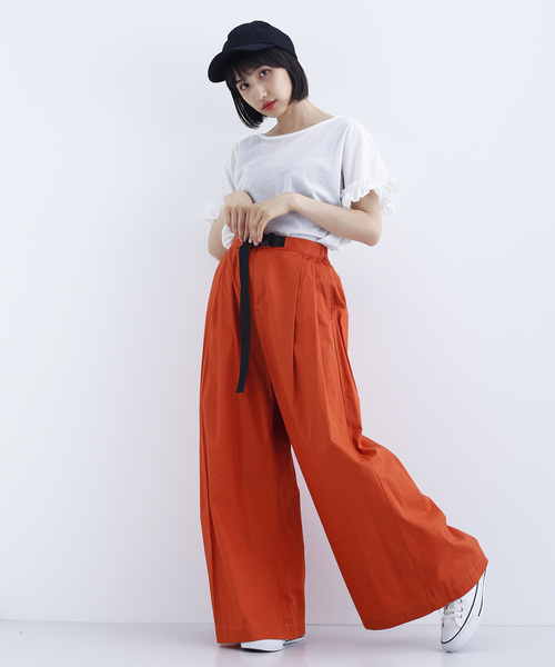 MERLOT(メルロー)の「ナイロンベルト付きワイドパンツ1473(その他パンツ・レディース・ベージュ/オレンジ/ブラック/カーキ・FREE)」の6枚目の写真