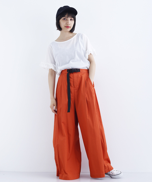 MERLOT(メルロー)の「ナイロンベルト付きワイドパンツ1473(その他パンツ・レディース・ベージュ/オレンジ/ブラック/カーキ・FREE)」の10枚目の写真