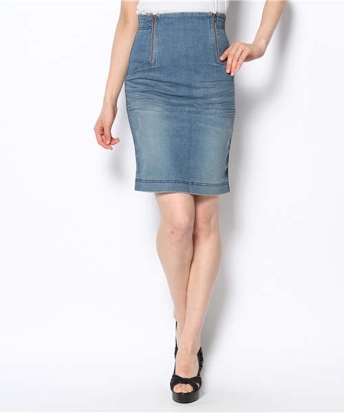 ROSE BUD(ローズバッド)の「S-LSK-13103 FRONT ZIP TIGHT SKIRT(デニムスカート・レディース・ブルー系その他/ブルー・1/2)」の1枚目の写真
