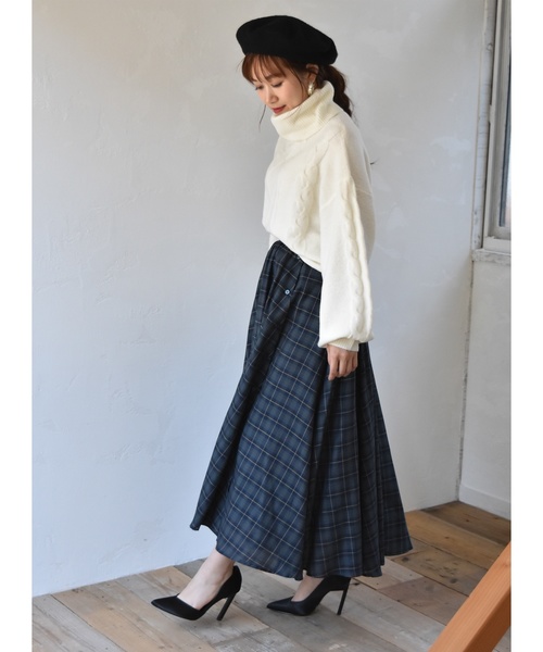 LHELBIE（レルビエ）の「サイドスリットボタンチェックボリュームスカート（スカート・レディース・ネイビー/イエロー/レッド・M）」の10枚目の写真