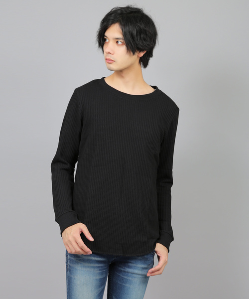 Bling Leads（ブリングリーズ）の「Bling Leads/BIGワッフルクルー（Tシャツ/カットソー・メンズ・ブラック/オフホワイト/杢グレー・MEDIUM/LARGE/X-LARGE）」の2枚目の写真