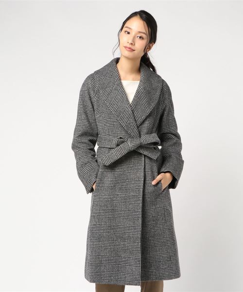 TRUDEA（トルディア）の「プレミアムカシミヤ混 ショールカラーコート（その他アウター・レディース・チャコールグレー/ブラック/ベージュ/ホワイト×ブラック・SMALL/MEDIUM/LARGE）」の12枚目の写真