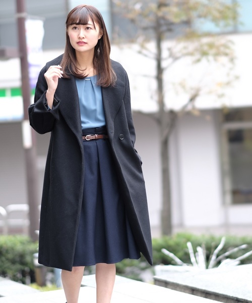 TRUDEA（トルディア）の「プレミアムカシミヤ混 ショールカラーコート（その他アウター・レディース・チャコールグレー/ブラック/ベージュ/ホワイト×ブラック・SMALL/MEDIUM/LARGE）」の6枚目の写真