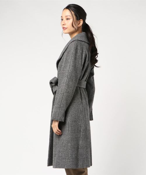 TRUDEA（トルディア）の「プレミアムカシミヤ混 ショールカラーコート（その他アウター・レディース・チャコールグレー/ブラック/ベージュ/ホワイト×ブラック・SMALL/MEDIUM/LARGE）」の8枚目の写真