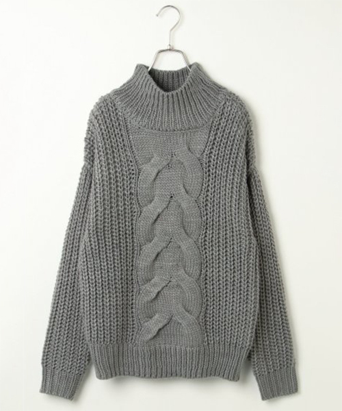 VENCEEXCHANGE(ヴァンスエクスチェンジ)の「ケーブルニットセーター(ニット/セーター・レディース・グレー/オフホワイト/グリーン・M)」の2枚目の写真