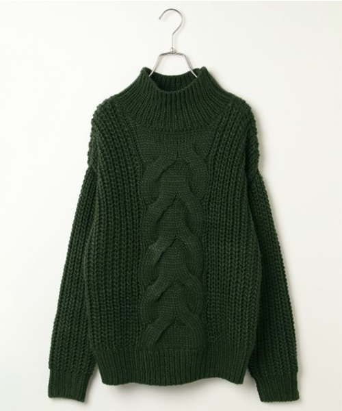 VENCEEXCHANGE(ヴァンスエクスチェンジ)の「ケーブルニットセーター(ニット/セーター・レディース・グレー/オフホワイト/グリーン・M)」の3枚目の写真