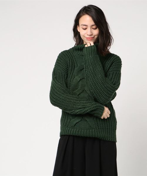 VENCEEXCHANGE(ヴァンスエクスチェンジ)の「ケーブルニットセーター(ニット/セーター・レディース・グレー/オフホワイト/グリーン・M)」の7枚目の写真