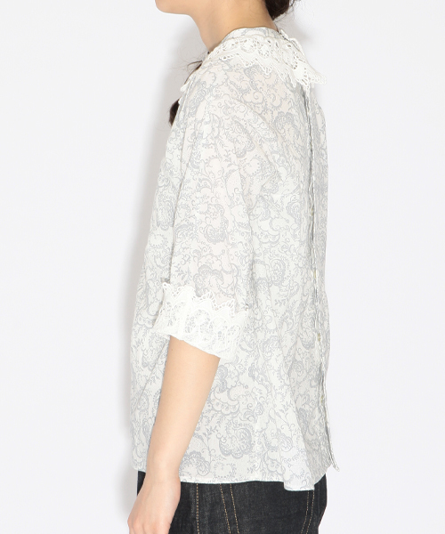 BEAMS BOY（ビームスボーイ）の「○BEAMS BOY / プリント 襟袖 レース ヴィンテージ（シャツ/ブラウス・レディース・グレー/ブルー・ONE SIZE）」の8枚目の写真