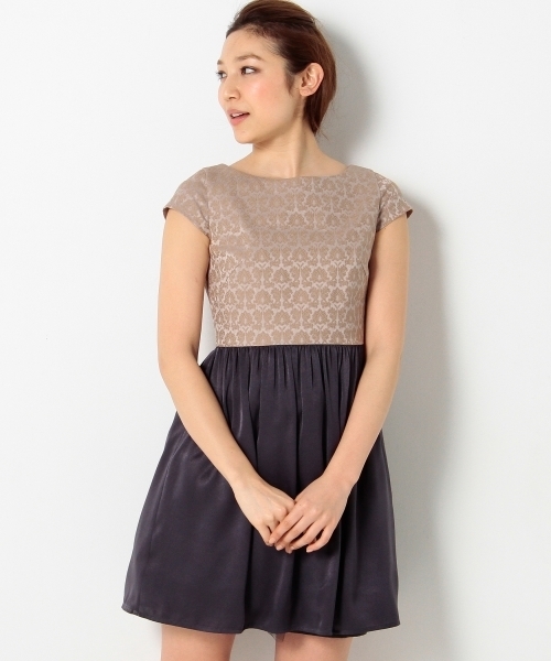 Jewel Changes ジュエルチェンジズ の Jpdf ジャカード サテン パニエ付きフレンチスリーブ ワンピース 3 ドレス Wear