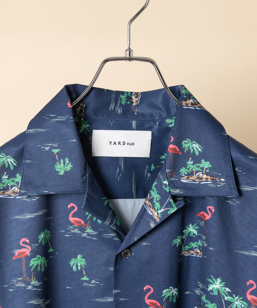 YARD PLUS（ヤードプリュス）の「YARD PLUS フラミンゴアロハシャツ（シャツ/ブラウス・メンズ・ベージュ/ネイビー・MEDIUM/LARGE）」の3枚目の写真
