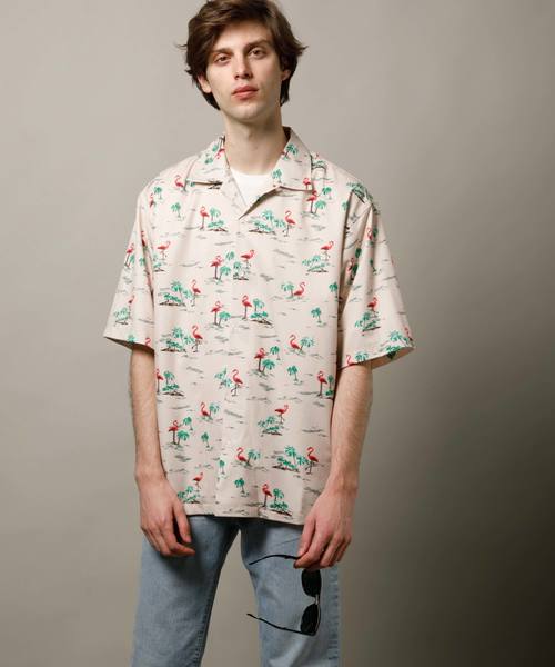 YARD PLUS（ヤードプリュス）の「YARD PLUS フラミンゴアロハシャツ（シャツ/ブラウス・メンズ・ベージュ/ネイビー・MEDIUM/LARGE）」の10枚目の写真