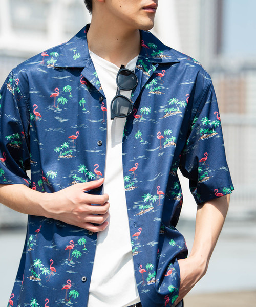 YARD PLUS（ヤードプリュス）の「YARD PLUS フラミンゴアロハシャツ（シャツ/ブラウス・メンズ・ベージュ/ネイビー・MEDIUM/LARGE）」の15枚目の写真