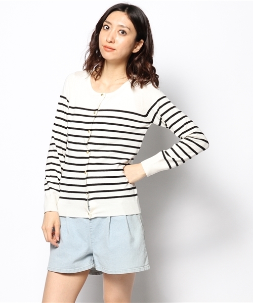 DISCOAT（ディスコート）の「【Discoat】メタル釦カーディガン（カーディガン/ボレロ・レディース・ホワイト系その他/レモンイエロー/オフホワイト/ブラック系その他/ネイビー・ﾌﾘ-）」の4枚目の写真