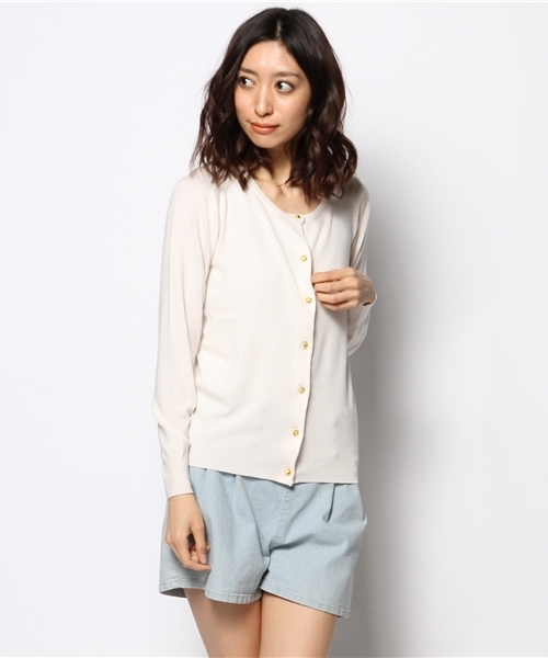 DISCOAT（ディスコート）の「【Discoat】メタル釦カーディガン（カーディガン/ボレロ・レディース・ホワイト系その他/レモンイエロー/オフホワイト/ブラック系その他/ネイビー・ﾌﾘ-）」の2枚目の写真