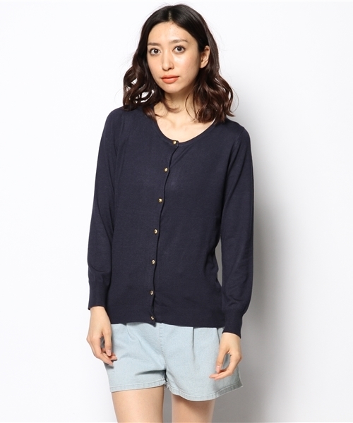 DISCOAT（ディスコート）の「【Discoat】メタル釦カーディガン（カーディガン/ボレロ・レディース・ホワイト系その他/レモンイエロー/オフホワイト/ブラック系その他/ネイビー・ﾌﾘ-）」の6枚目の写真