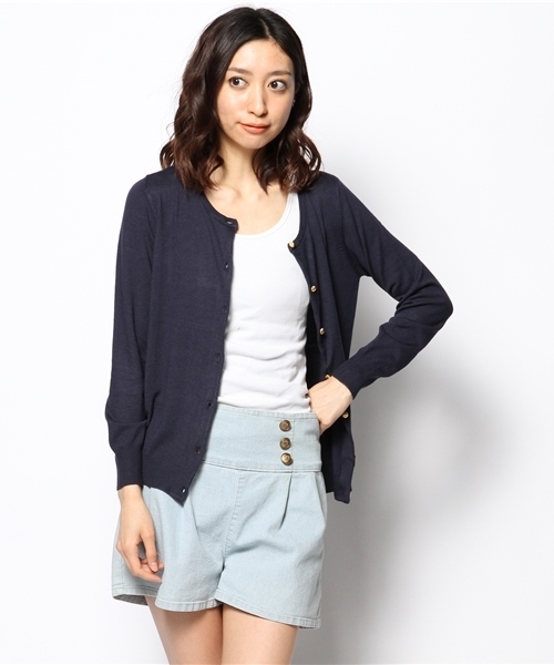 DISCOAT（ディスコート）の「【Discoat】メタル釦カーディガン（カーディガン/ボレロ・レディース・ホワイト系その他/レモンイエロー/オフホワイト/ブラック系その他/ネイビー・ﾌﾘ-）」の9枚目の写真