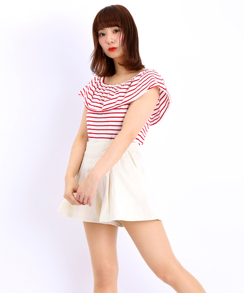 WEGO（ウィゴー）の「WEGO/ボリュームキュロット（その他パンツ・レディース・ホワイト/インディゴブルー/ストライプ・FREE）」の2枚目の写真