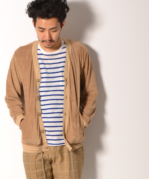 AMERICAN RAG CIE（アメリカンラグシー）の「AMERICAN RAG CIE パイルコーチカーディガン 108-ANB-M141-CT104∴（カーディガン/ボレロ・メンズ・ベージュ/ネイビー・1/2）」の2枚目の写真