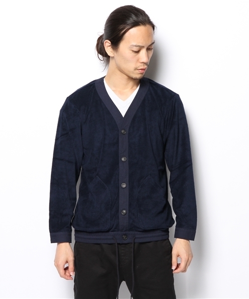 AMERICAN RAG CIE（アメリカンラグシー）の「AMERICAN RAG CIE パイルコーチカーディガン 108-ANB-M141-CT104∴（カーディガン/ボレロ・メンズ・ベージュ/ネイビー・1/2）」の6枚目の写真