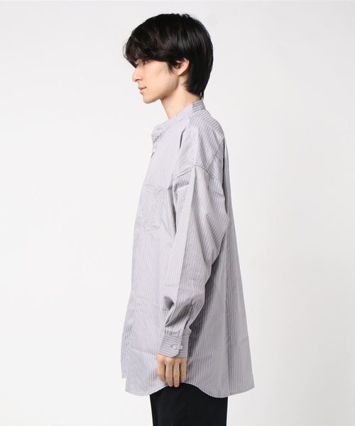 UP START（アップスタート）の「バンドカラービッグシルエットシャツ（シャツ/ブラウス・メンズ・ブラック/オフホワイト/グレー系その他/ベージュ系その他/ブルー系その他/ピンク系その他・MEDIUM/LARGE）」の13枚目の写真