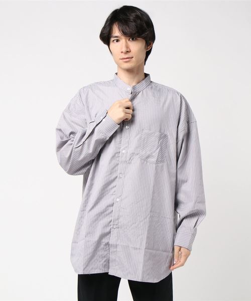 UP START（アップスタート）の「バンドカラービッグシルエットシャツ（シャツ/ブラウス・メンズ・ブラック/オフホワイト/グレー系その他/ベージュ系その他/ブルー系その他/ピンク系その他・MEDIUM/LARGE）」の9枚目の写真