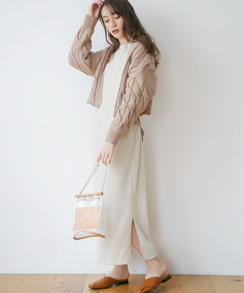 rectangle（レクタングル）の「起毛ニット×ベスト　レイヤードワンピース（ワンピース・レディース・ベージュ/ブラウン/アイボリー・FREE）」の5枚目の写真