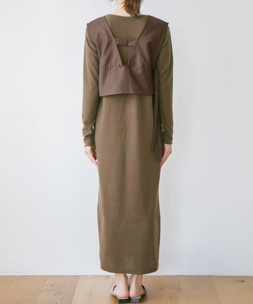 rectangle（レクタングル）の「起毛ニット×ベスト　レイヤードワンピース（ワンピース・レディース・ベージュ/ブラウン/アイボリー・FREE）」の10枚目の写真