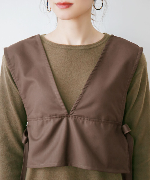 rectangle（レクタングル）の「起毛ニット×ベスト　レイヤードワンピース（ワンピース・レディース・ベージュ/ブラウン/アイボリー・FREE）」の12枚目の写真