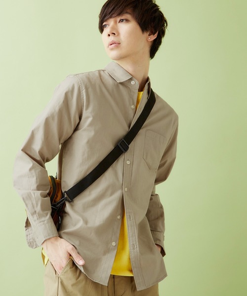 MONO-MART（モノマート）の「レギュラーカラー ストレッチリネンシャツ L/S (Natural cotton linen fabric)（シャツ/ブラウス・メンズ・ブラック/ベージュ/ネイビー/ブラウン/オフホワイト/ブラック系その他/グリーン系その他/ブルー系その他/オレンジ系その他・S/M/L）」の5枚目の写真